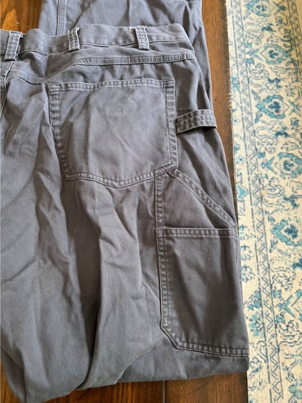 Duluth Khaki Carpenter Pants Blue Grey Cotton Khaki Relaxed Casual Men's 44 X 34 - Picture 4 of 9